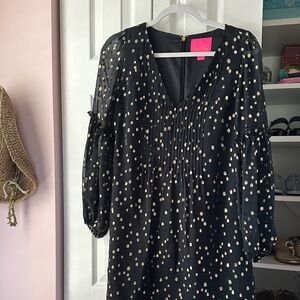 Lilly Pulitzer Black Dress with Gold Dots
